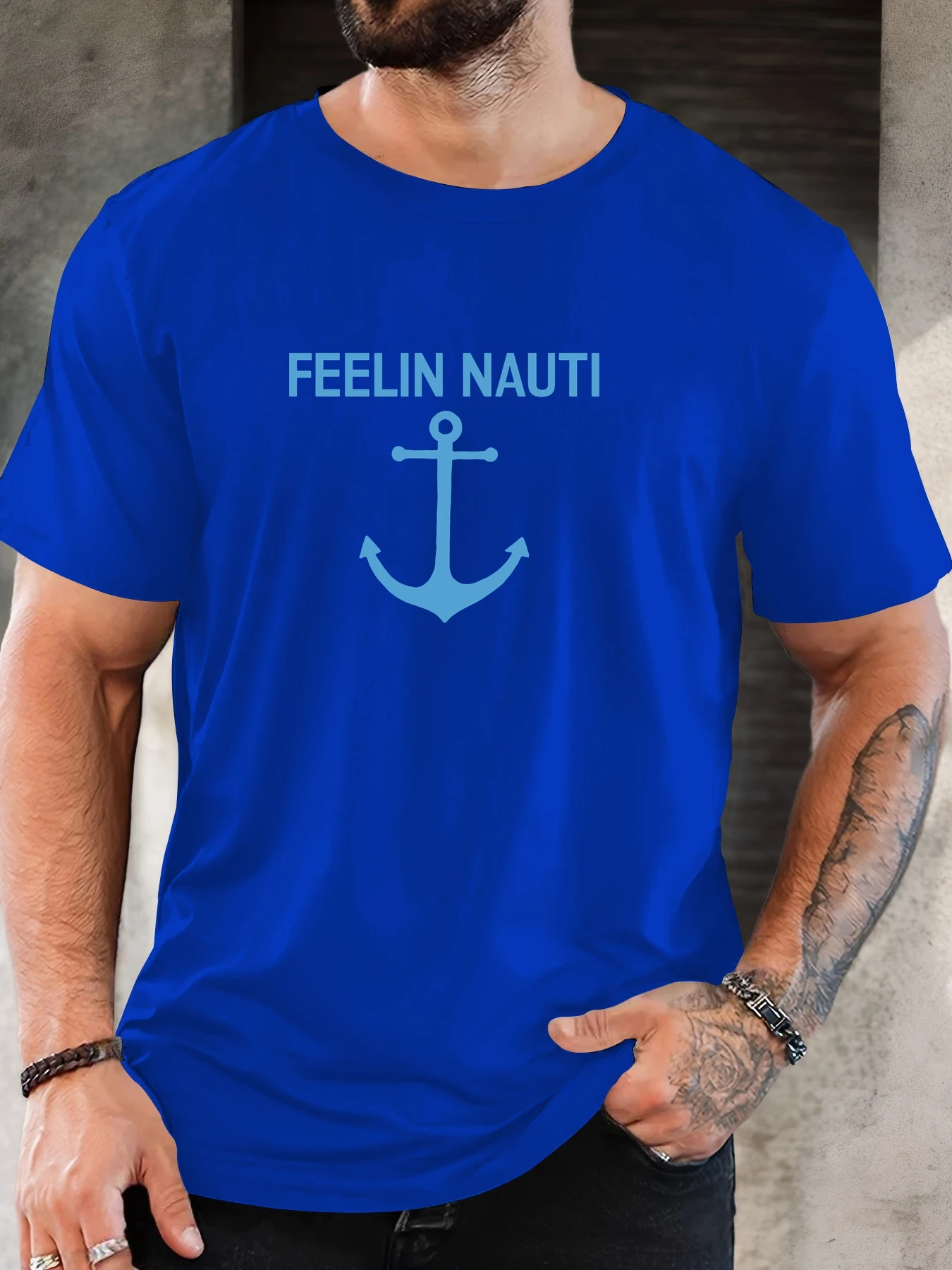 Фото МУЖЧИНЫ FEELIN NAUTI pattern summer casual футболка с круглым вырезом №4
