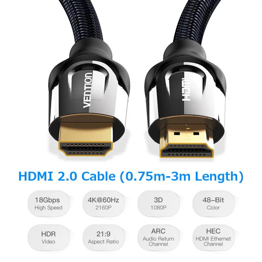 Vention HDMI Cable 4K HDMI to HDMI 2.0 Cable Cord for PS4 Apple TV 4K Splitter Switch Box Extender 60Hz Video Cabo Cable HDMI 3m