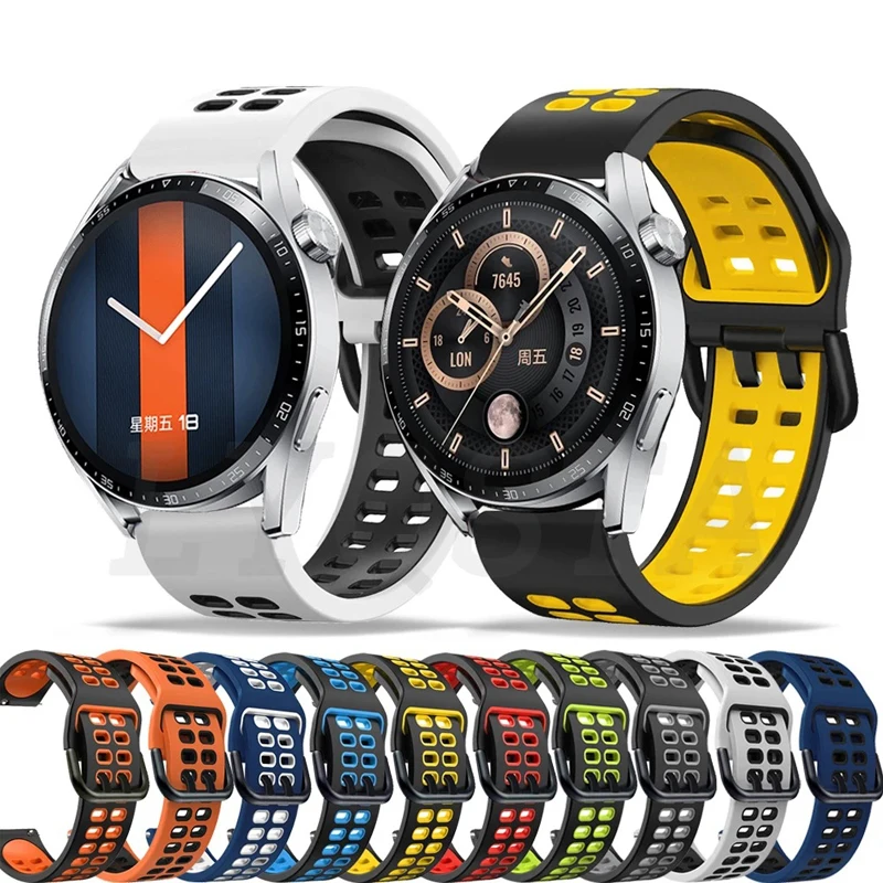 

20mm 22mm Universal Fashion Two-color Silicone Strap Suitable For Huawei Samsung Samsung Garmin Amazfit Durable Bracelet Band