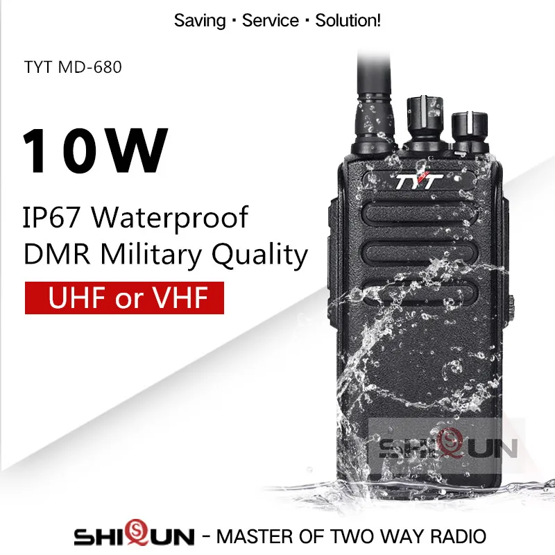 TDMA Digital Wakie Talkie 136-174Mhz UHF/VHF 10W TYT MD680/MD358 400-480MHZ DMR Digital Two Way Radio 10KM IP67 Waterproof