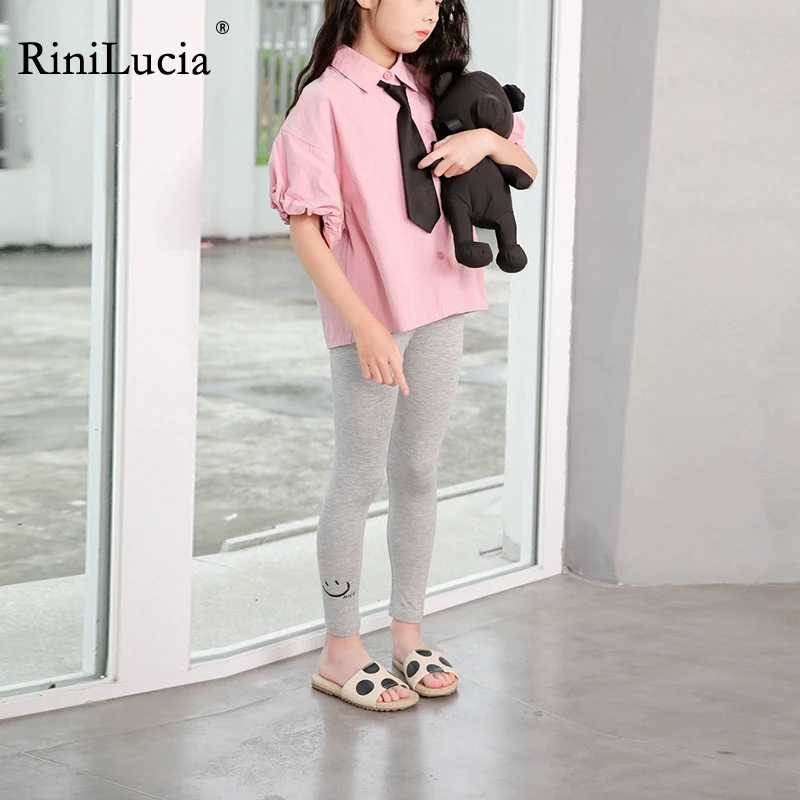 

RiniLucia New Baby Girls Leggings Cotton Spring Summer Kids Girl Pants Fashion High Waist SoftLong Trousers Children's Pant