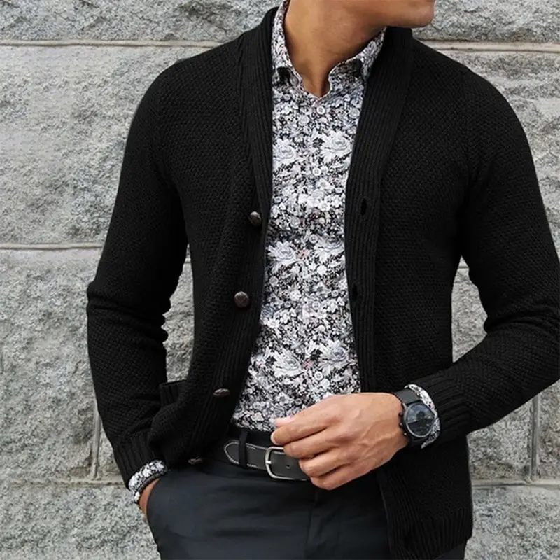 Casual Single-breasted Sweater Men V-Neck Solid Slim Fit Knitting Mens Sweaters Cardigan Male Autumn Fashion Tops Hot Selling