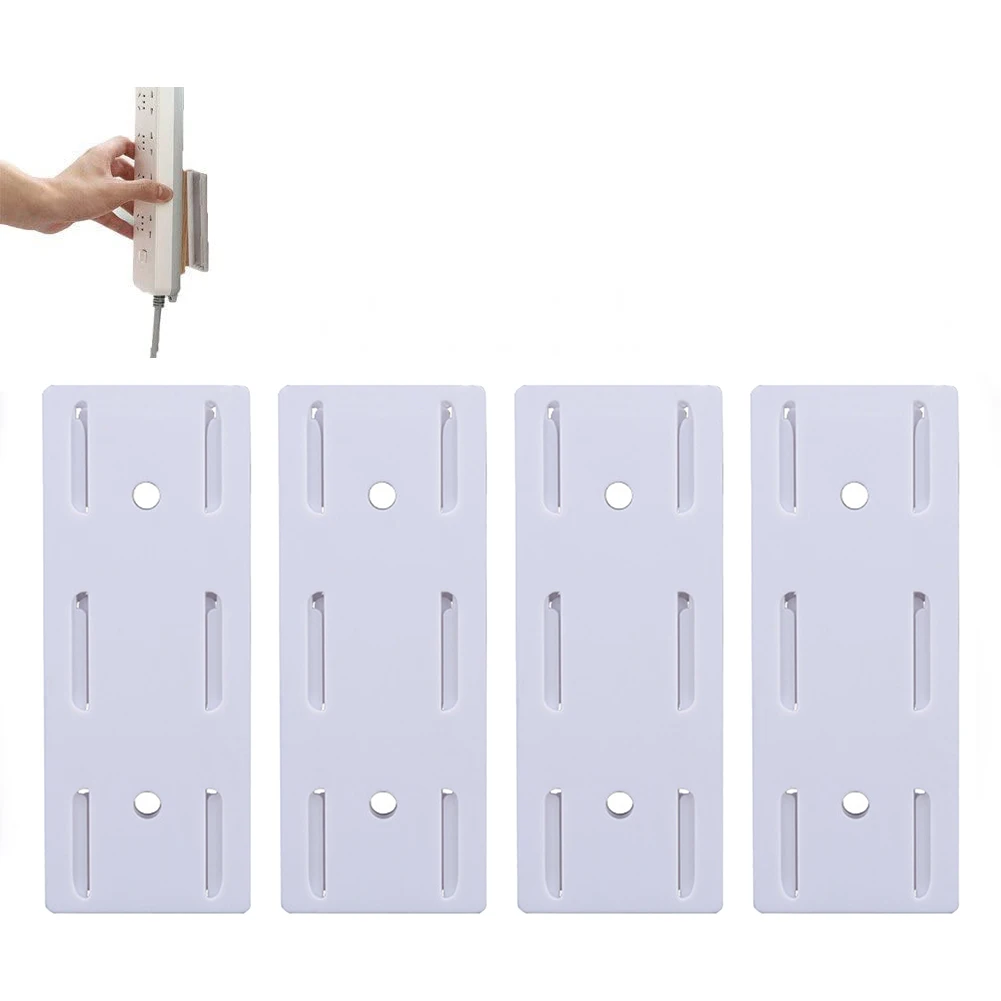 

4PCS Self-Adhesive Desktop Socket Fixer Cable Organizer Wall Hanging Power Strip Holder Fixator Wall-mounted Wire Organizer Rack