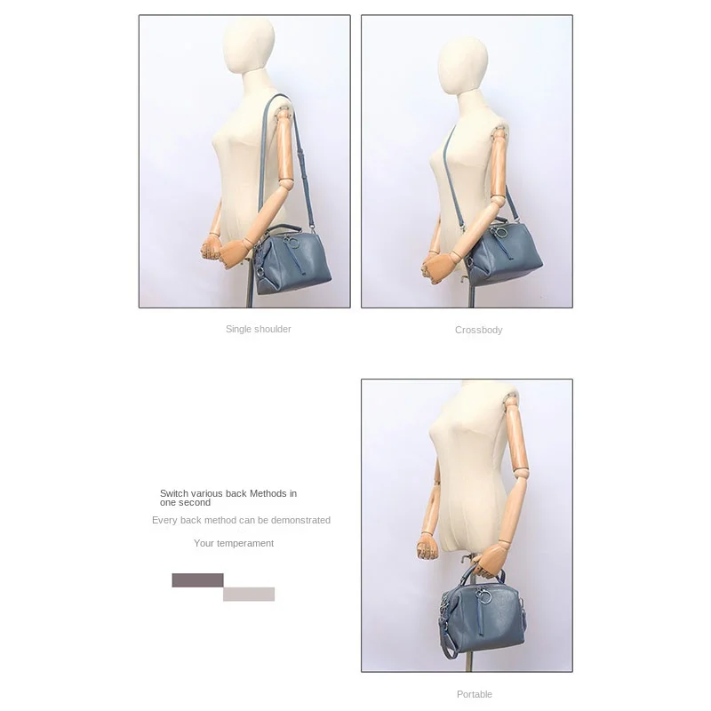 Casual Women Square Bags Designer Handbags Soft Real Leather Crossbody Shoulder Bag Lady Wrestling Grain Cowhide Double Zipper