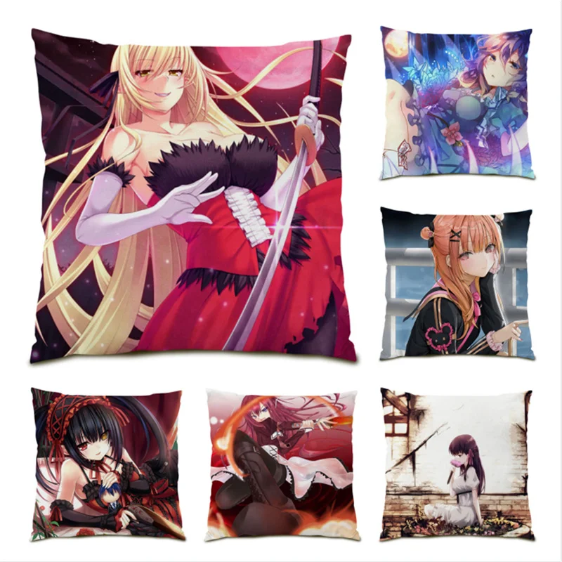 

Cushion Cover 45x45 Beautiful Girlls Artistic Pillow Case Decorative Anime Ornamental Vintage Cute Living Room Velvet Home E0700