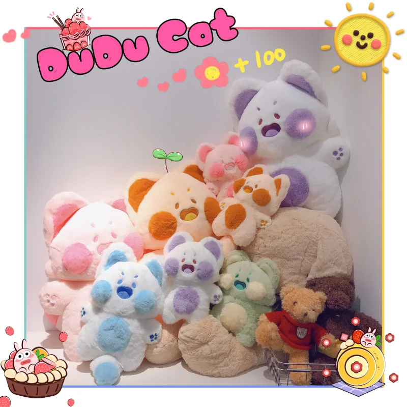 

90cm Cute Dudu Meow Doodle Dudu Cat Plush Kitten Kawaii Plushie Toy Fluffy Animal Doll Home Decor Cats Pillow Birthday Gift