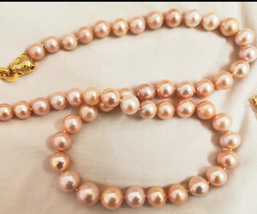 Женское колье из серебра 925 пробы с круглым жемчугом 25-15 мм