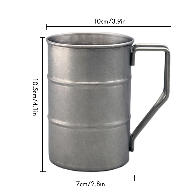 Пивная кружка В индустриальном стиле из нержавеющей стали 304 400 мл с ручкой