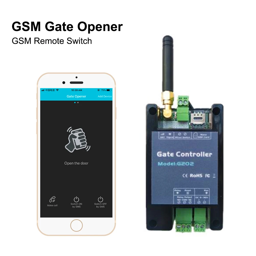 

Replace RTU5024 Small Size GSM Gate Controller 2G Remote Control G202 Single Relay Switch For Sliding Swing Garage Gate Opener