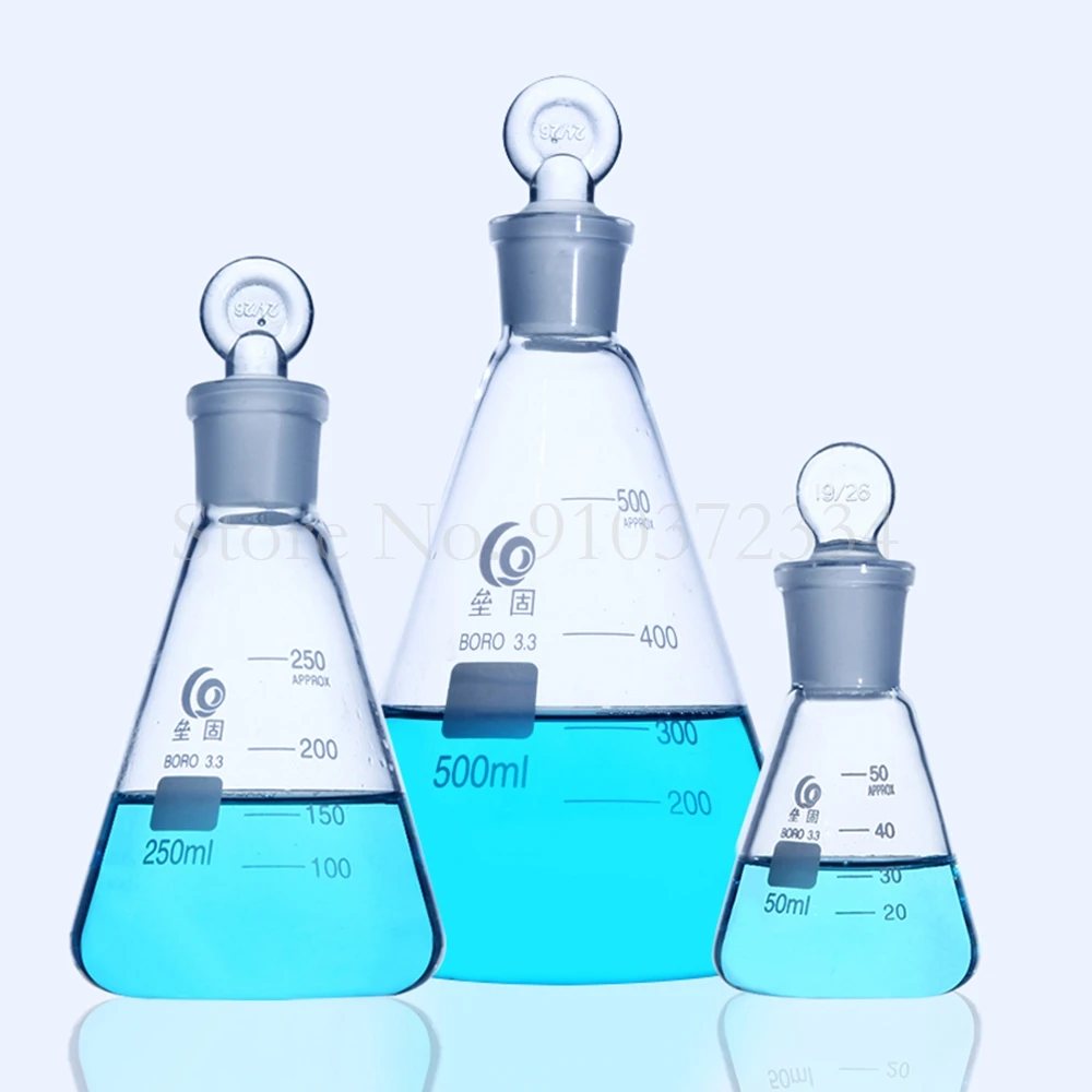 

50ml to 1000ml borosilicate glass iodine number determination flask Triangle iodine volumetric flask