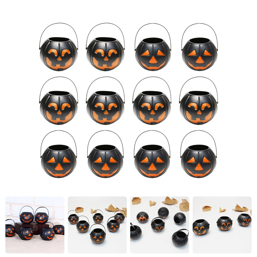 

Pumpkin Ornaments Halloween Deocr Holder Plastic Candy Bucket Portable Supplies Buckets Container Containers