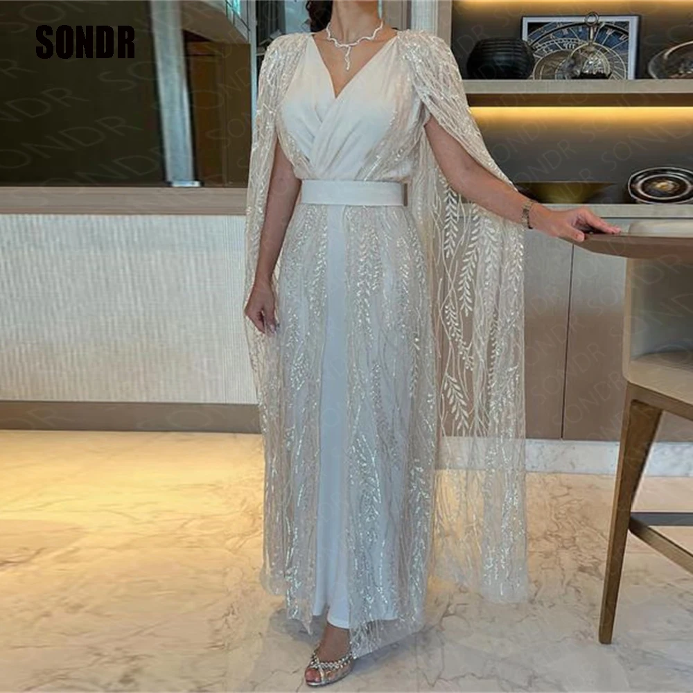 

Dubai Luxury Leaves Women Prom Dress Saudi Arabia V Neck Long Sleeves Party Evening Gowns Formal Occasion Robe De Soiree