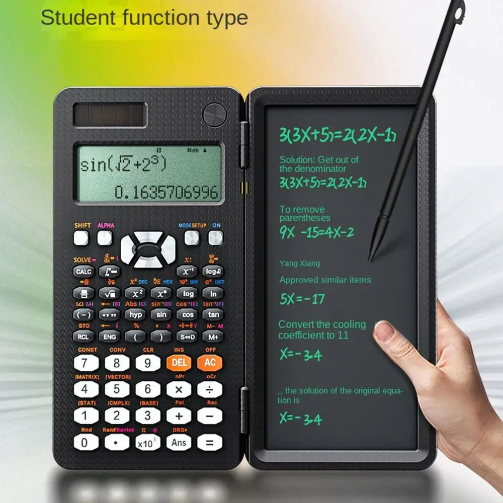 with Stylus Pen Digital Drawing Pad Foldable Desk Scientific Calculators Large Display Digital Solar with 498 Functions