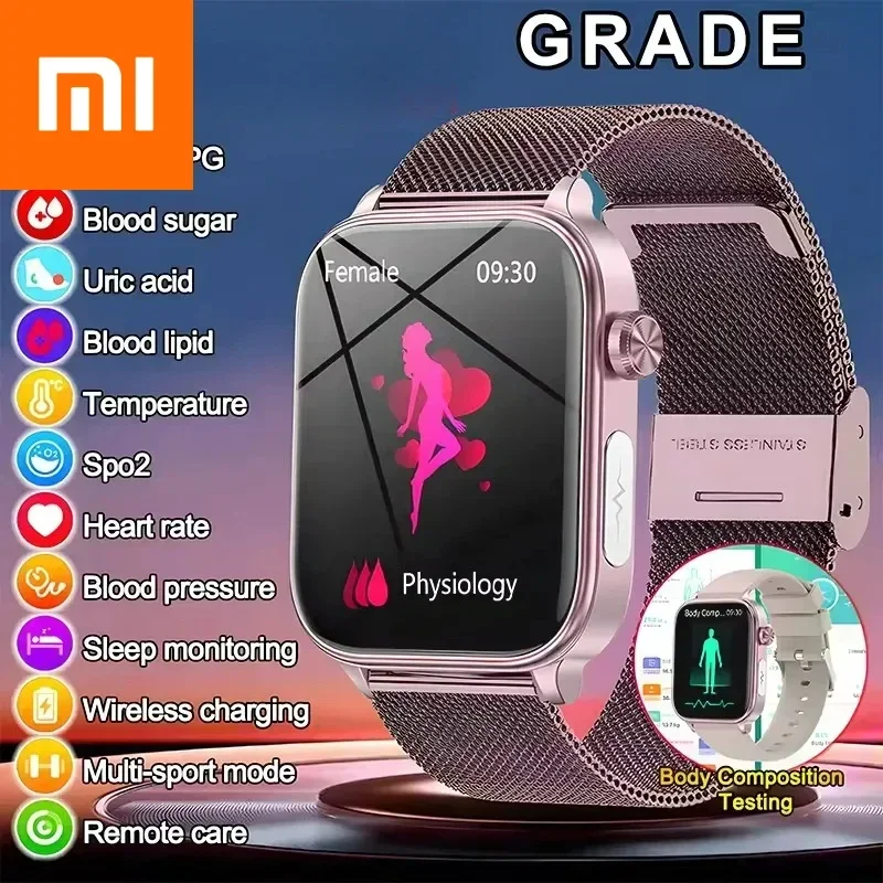 Смарт-часы Xiaomi PPG + медицинского класса для женщин сахар в крови липиды мочевой