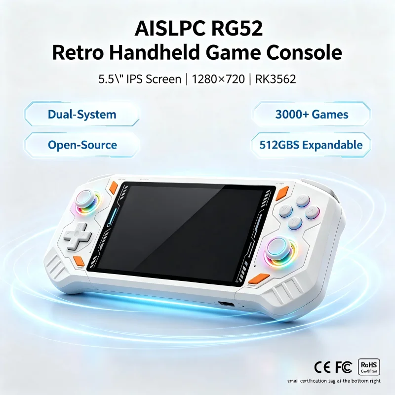 Фото 64-битная ретро-портативная игровая консоль с чипом RK3562, 5,5-дюймовым экраном, поддержкой WiFi, Bluetooth, HD-выхода, мини-видеоплеер RG52 для PSP. №2