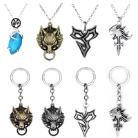 game final fantasy viii 8 griever squall leonhart lion head necklace vii 7 cloud wolf pendant griever yuna blue crystal jewelry
