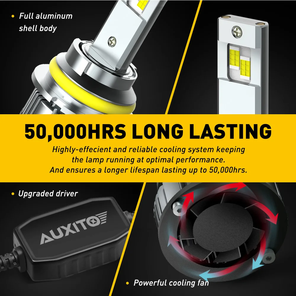 Фото AUXITO 2 шт. Canbus 9007 HB5 светодиодные лампы для фар, ДХО, дальний и ближний свет, 100 Вт, автомобильная лампа с турбонаддувом, сверхъяркие, 30000 лм, 12 В №5
