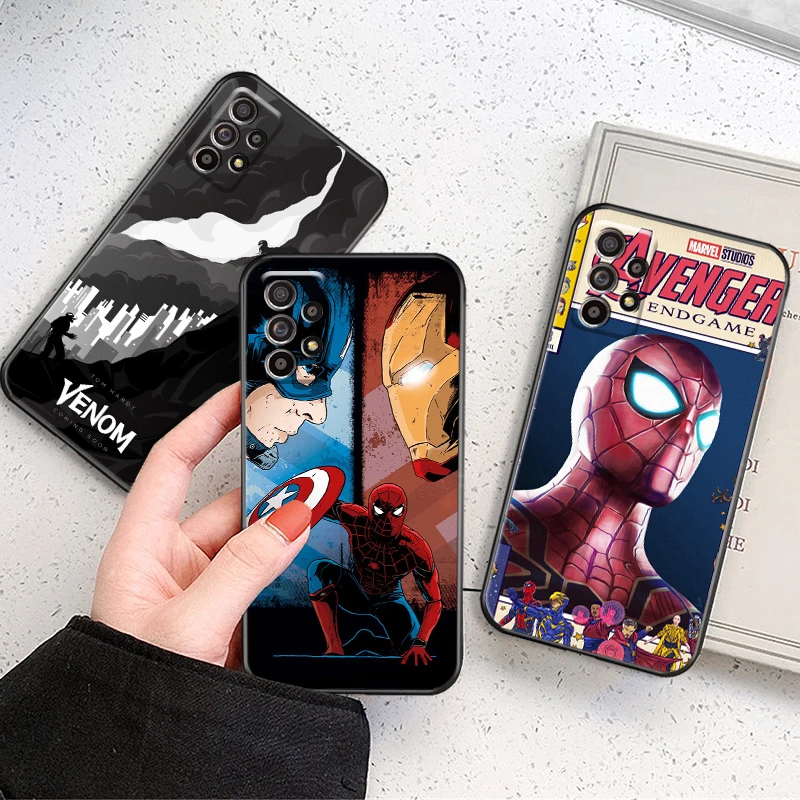 

Spiderman Venom Iron Man For Samsung Galaxy A32 A32 5G Phone Case Black Shockproof Liquid Silicon Cover Cases Full Protection