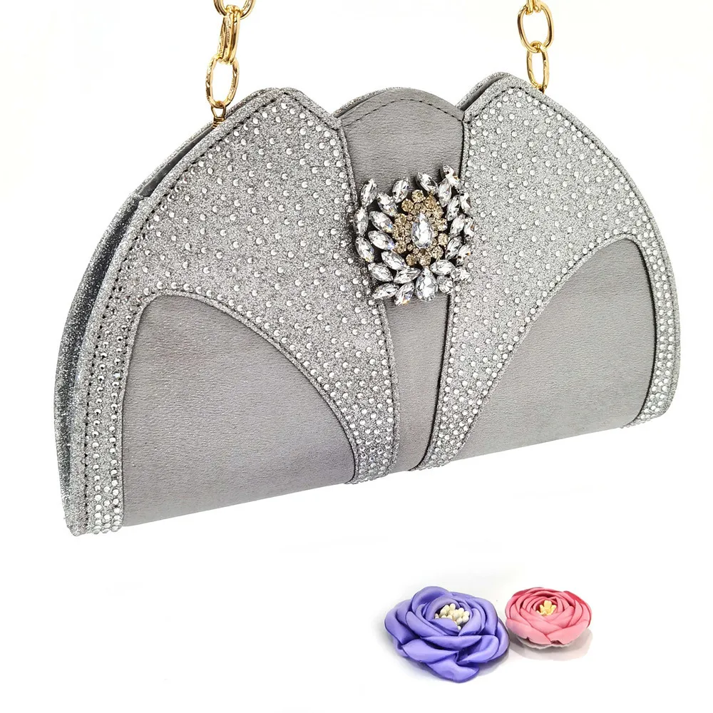 Latest Nigerian Women Shoes and Bags Set Decorated with Rhinestone African Women Party Pumps Designer Shoes Women Luxury 2022