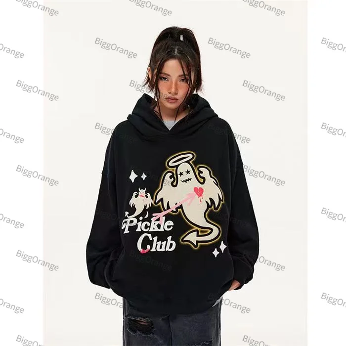 

New American women street hooded printing thickened sweater men and women oversize pullover couple sweater sweatshirt hoodie