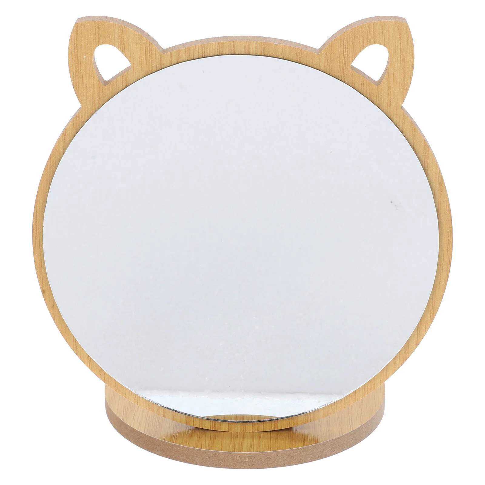 

Mirrors Desktop Makeup Mirror Vanity Wooden Tabletop Wood Cartoon Cat Foldable Travel Portable