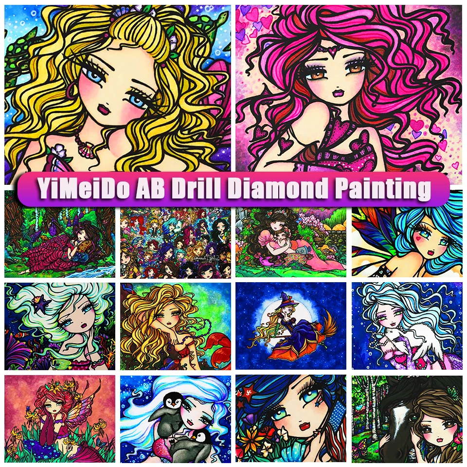 

YiMeido AB Diamond Painting Cartoon Girl zipper bag Full Diamond Embroidery Mosaic Kit HD Quality Handmade Products New arrival