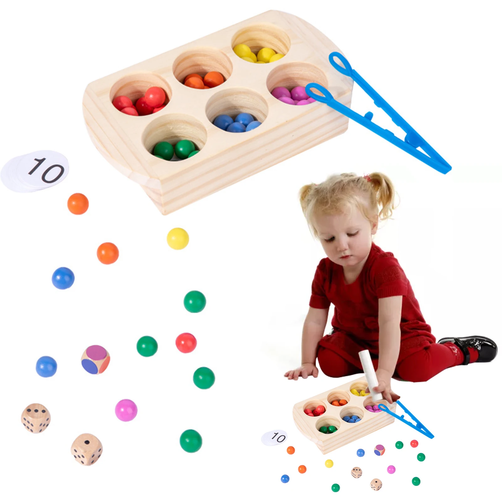 

Color Classification Training Box Toy Learning Matching Box Gifts For Toddlers Kids Boys Girls Wood Beads Sorting Cube Box For