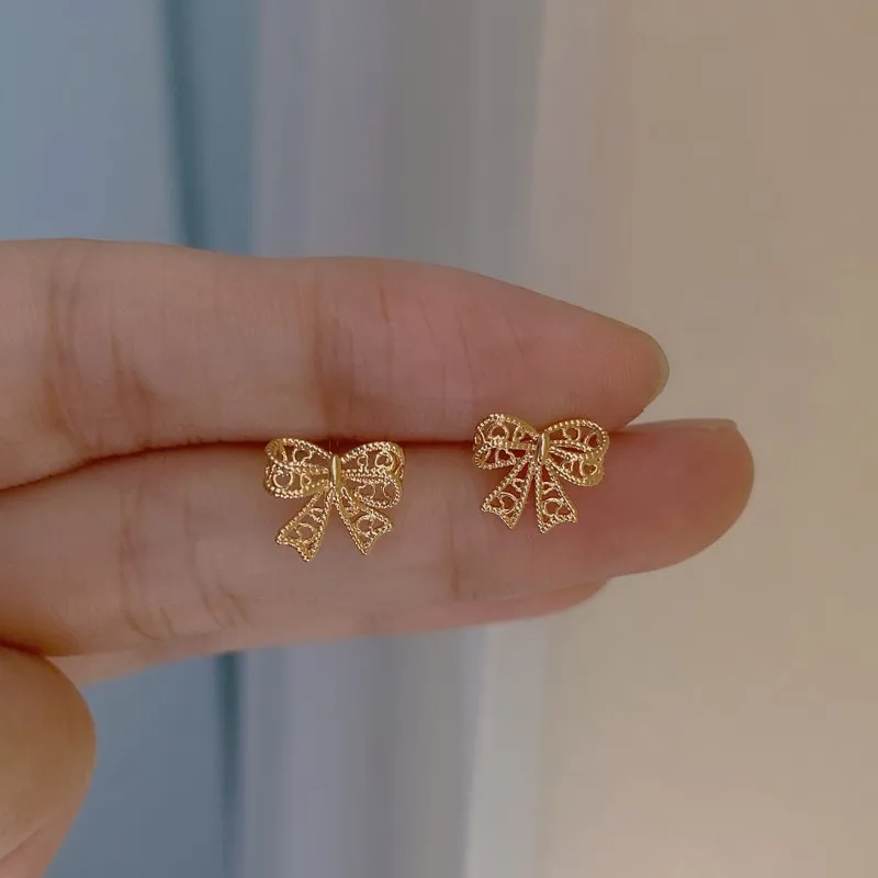 

18K Gold Plated Earrings Lace Hollow Heart Butterfly Stud Earrings With Hanging Ear Pins For DIY Make Earrings