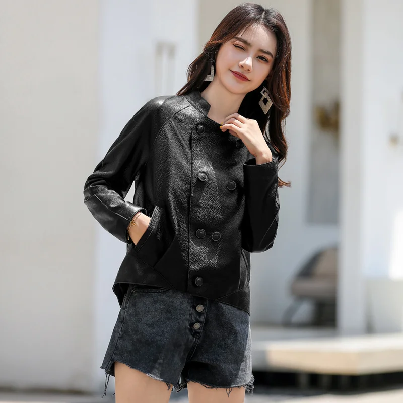 

Хит продаж 100%, женские пальто из овечьей кожи, Куртки из натуральной кожи для женщин, мотоциклетная Женская куртка, Chaqueta Cuer