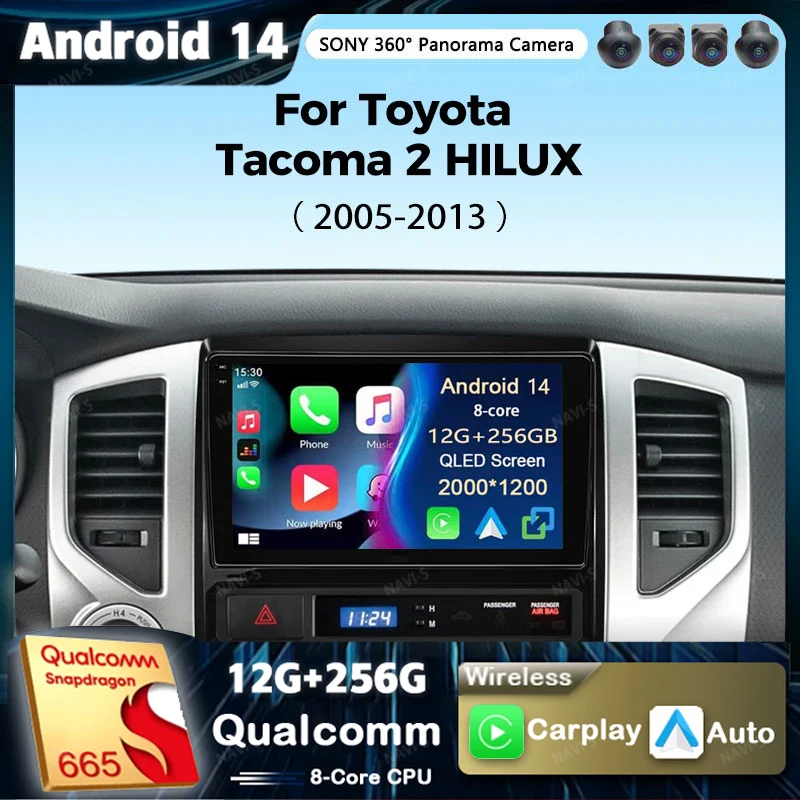 Автомобильный радиоприемник на Android 14 мультимедийный плеер для Toyota Tacoma 2 N200 Hilux