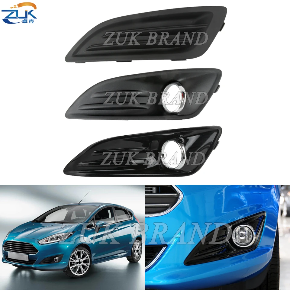 ZUK Car Styling Front Bumper Fog light Foglights Cover Fog Lamp Garnish Trim For Ford Fiesta 2013 2014 2015 3-Types For Choice
