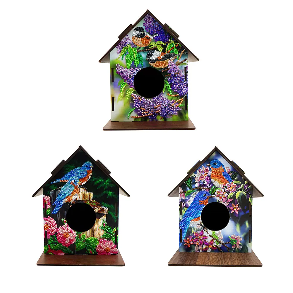 

Подвесной домик для птиц «сделай сам», алмазная живопись, искусственная Бриллиантовая хижина, клетка для попугаев, укрытие для сада, внутре...