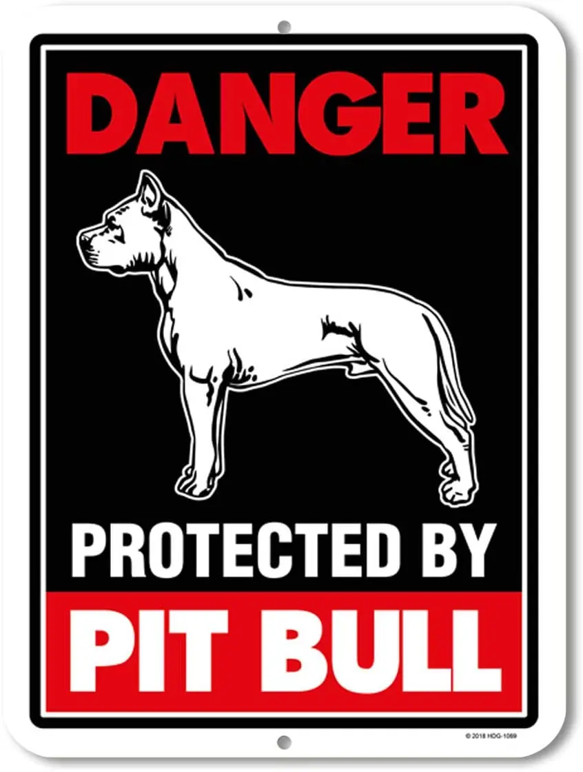 

Sign Danger Protected by Pit Bull Beware of Dog Warning Metal Aluminum Tin Sign Pitbull Yard Signs