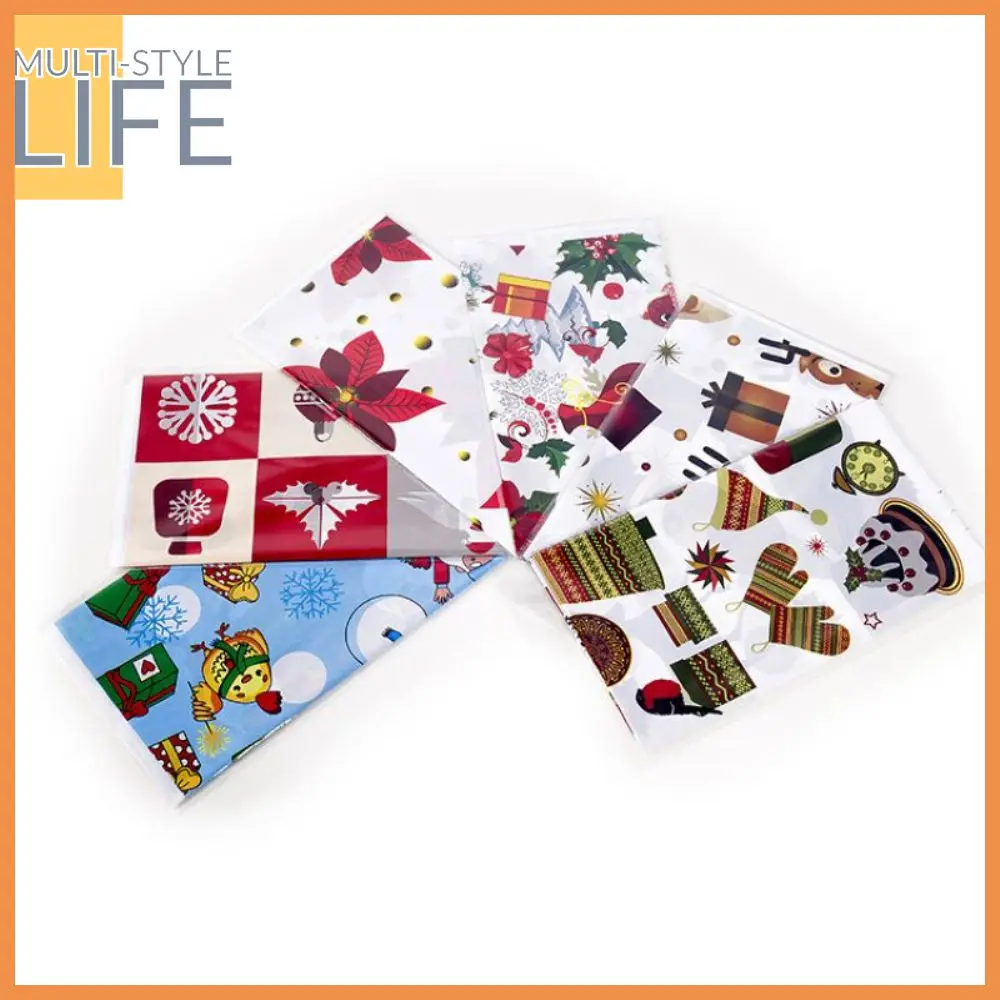 

New Year 2021 Christmas Printed Tablecloth PVC Disposable Printed Rectangle Table Cloth Kitchen Dinner Party Desktop Decorations