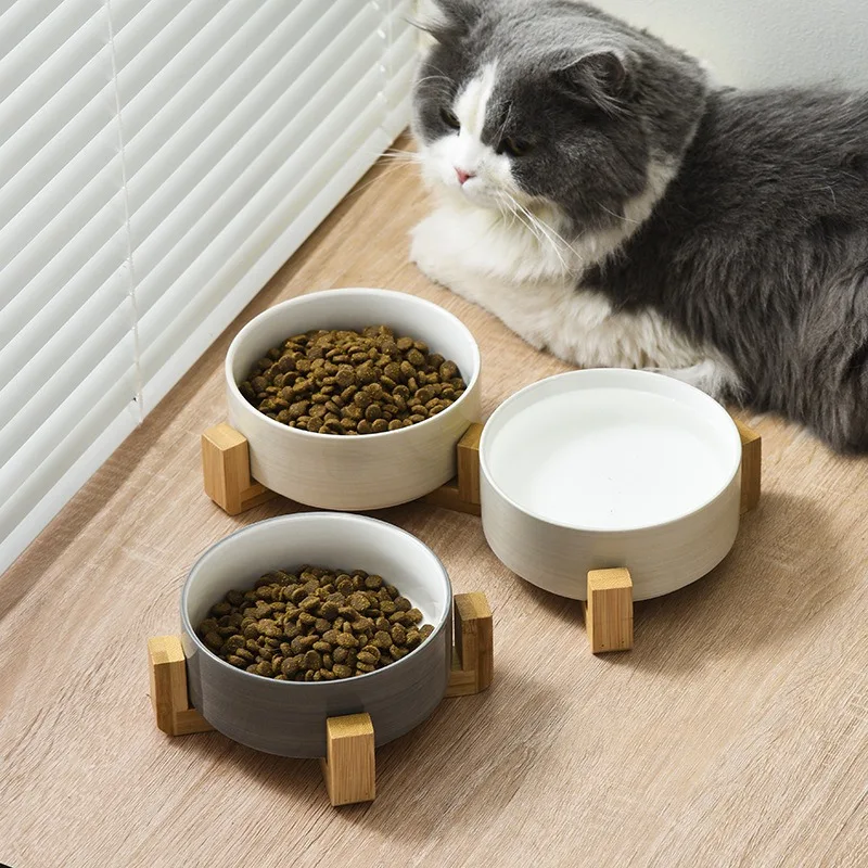 

Керамическая двойная миска для кормления домашних животных, аксессуары для кошек, миски для кормления домашних питомцев и воды для собак