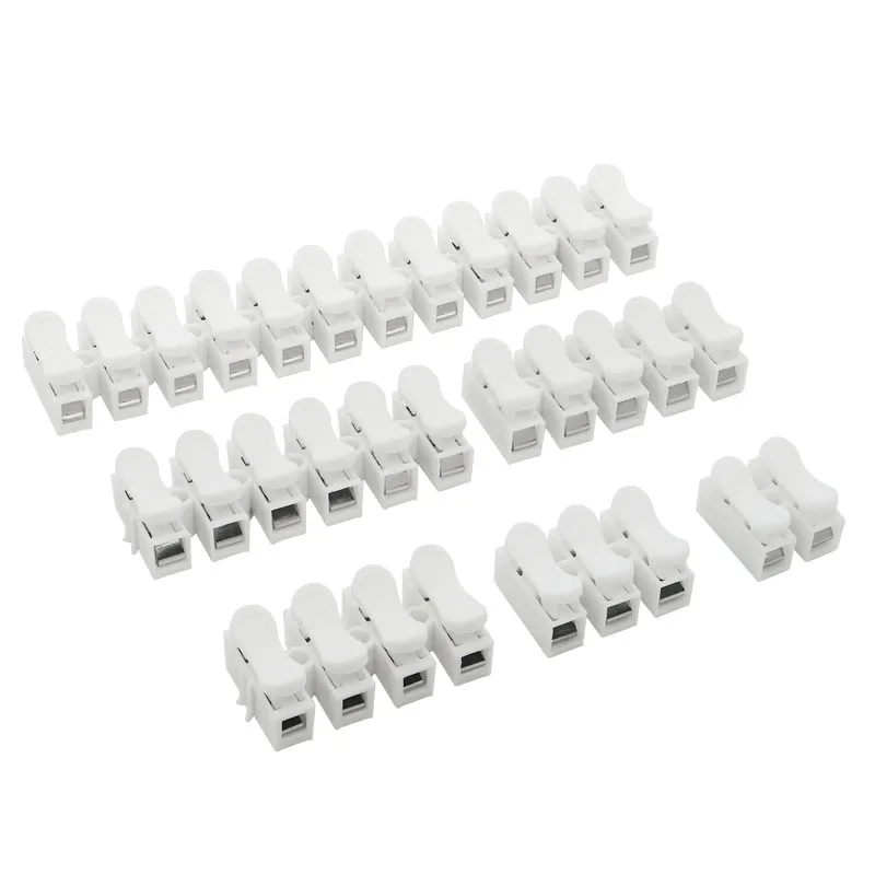 

10Pcs CH-2 CH-3 Spring Wire Quick Connector 2P 3P Electrical Crimp Terminals Block Splice Cable Clamp Easy Fit Led Strip