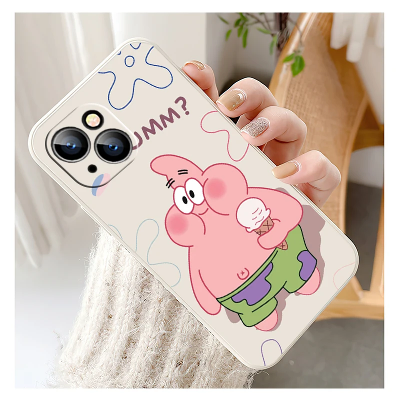 

iPhone 12 13 Pro MAX Sponge-Baby-B Cute Phone Case For 11 Mini Pro MAX 6 6S 7 8 Plus X SR XS MAX SE 2020 Liquid Silicone Cover