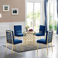 modern blue grey velvet dining chair luxury vintage living room furniture gold silver metal leg home restaurant