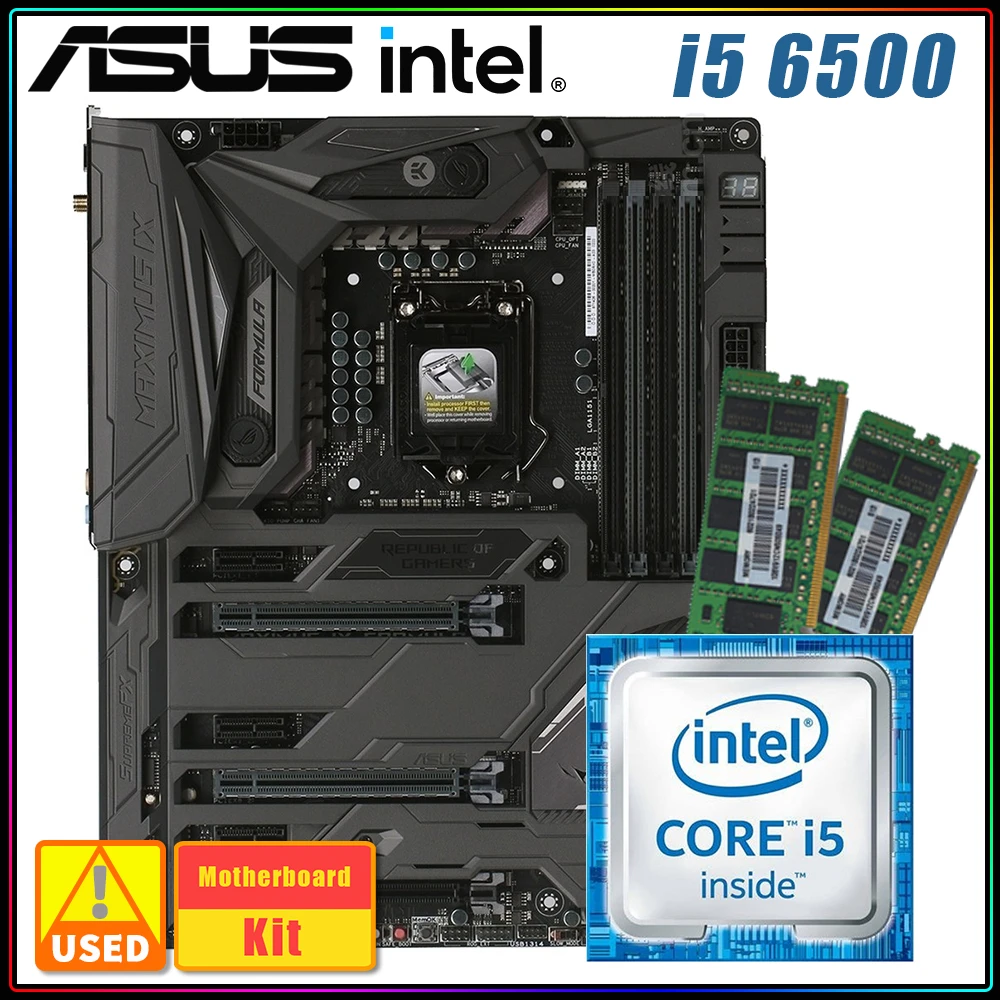 

Комплект материнской платы ASUS ROG MAXIMUS IX с процессором Core I5 5600 и двумя DDR4 8 ГБ ОЗУ