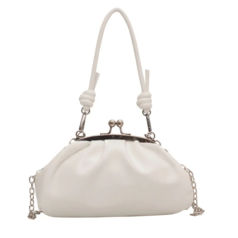 Trendy girl Cute Fold Clip Evening Bag High-end Chain Bag Hand-held Messenger Bag Dumpling Bag Women