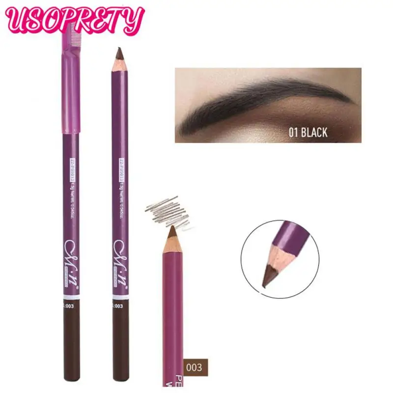 

Easy To Use Eyebrown Pen Soft With Eye Brown Brush Black Eyebrow Longlasting Double Head Cosmetic