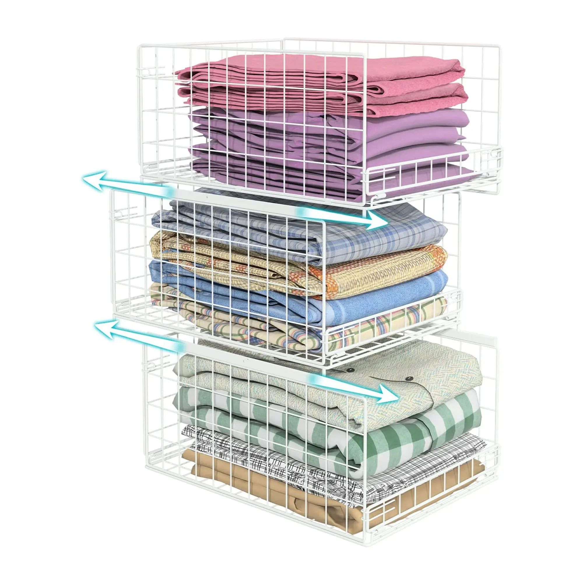 

Раздвижные органайзеры для шкафа и полки для хранения, металлический ящик, полка, контейнер для хранения одежды для складной одежды, Штабел...