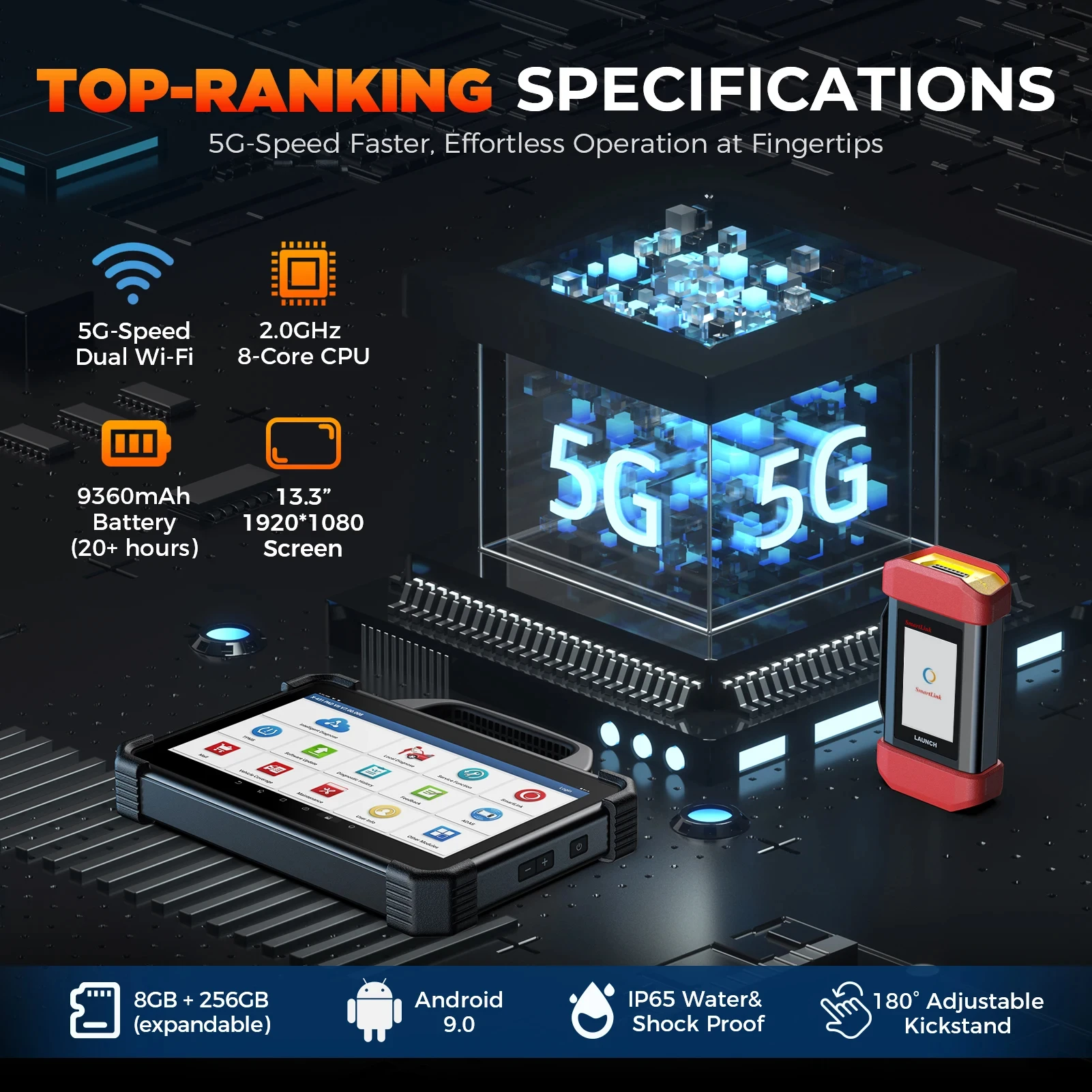 Диагностический инструмент Launch X-431 PAD VII 7 Elite с поддержкой