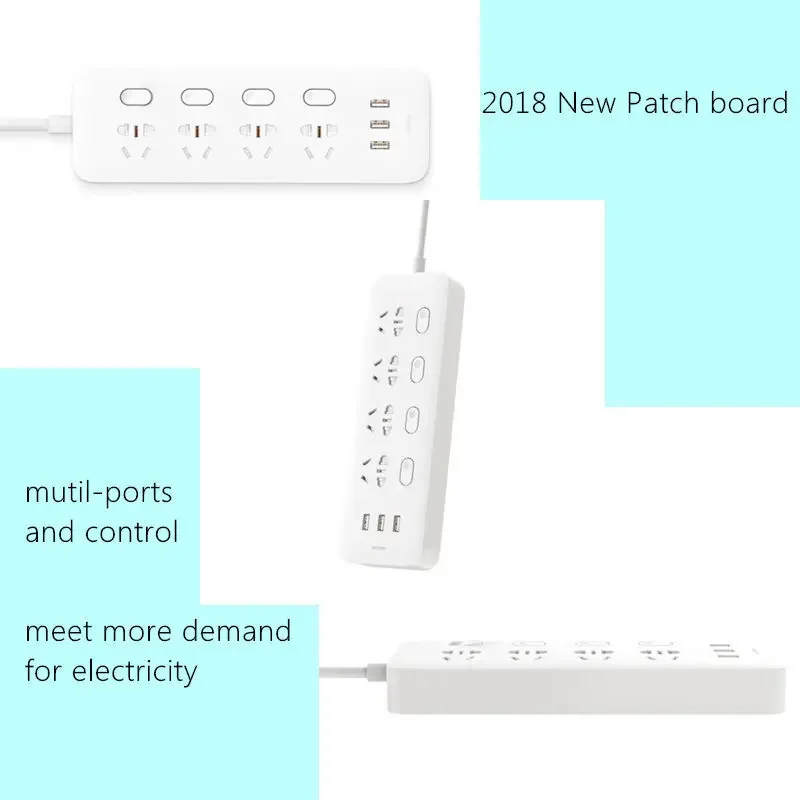Удлинитель Xiaomi Mijia с 3 USB-портами и 4 портами 2500 Вт