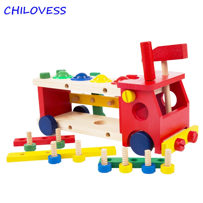 

Wooden Disassembly Nut Screw Car Hands-on Reassembly Educational Toys Montessori DIY Building Vehicle Toy For Baby