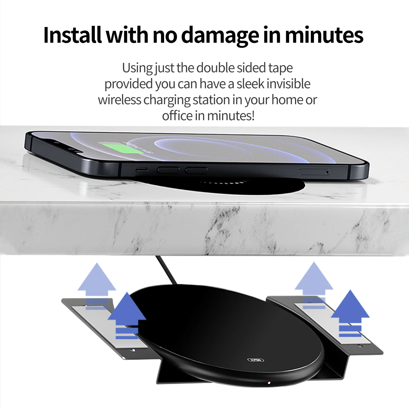 kpon invisible wireless charger hidden long distance wireless phone charger under desk qi 10w furniture wireless charging pad free global shipping