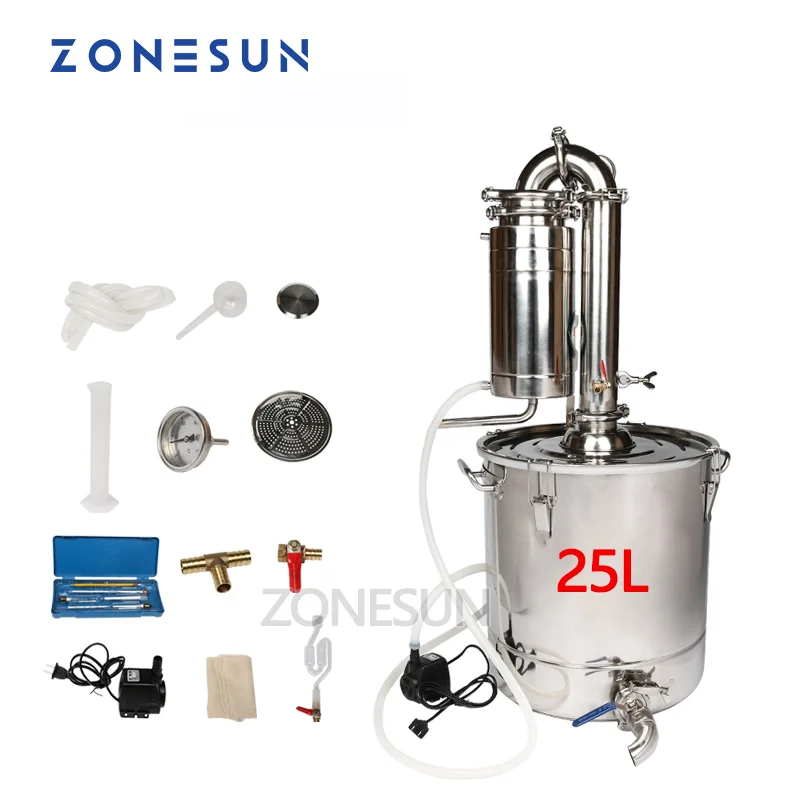 

ZONESUN Household Stainless Steel Home Wine Beer Alcohol Brewing Kit Device 25L Alcohol Distiller Wine Maker Equipment