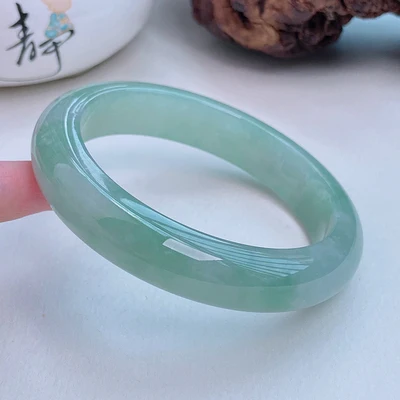 

Natural Burmese Emerald Light Green 54mm-64mm Bracelet Elegant Princess Jewelry Best Gift for Mom and Girlfriend