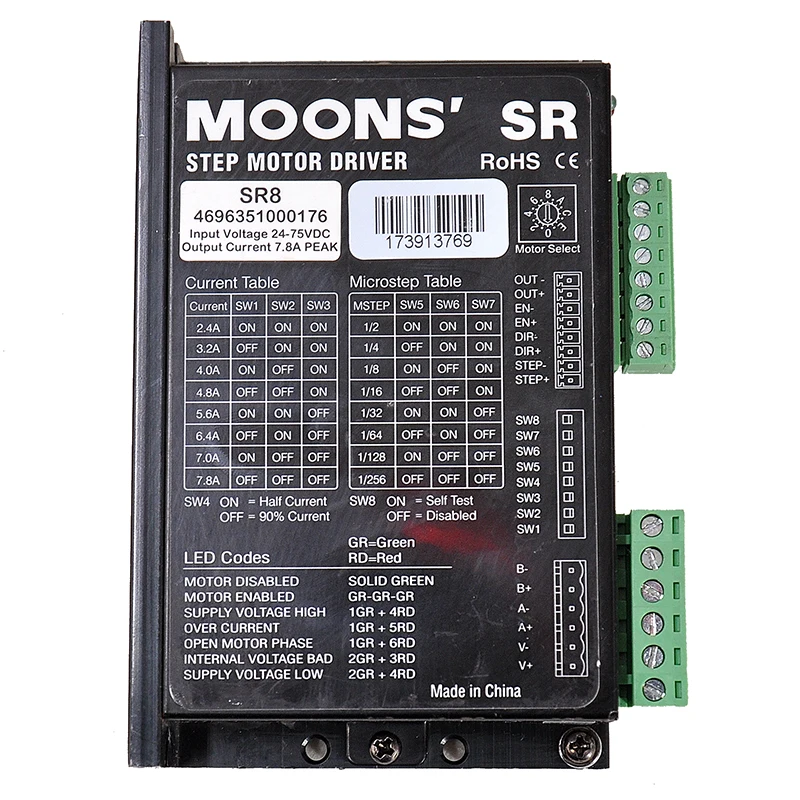 

Драйвер шагового двигателя MOONS SR8 moon's может управлять 2-фазным 86