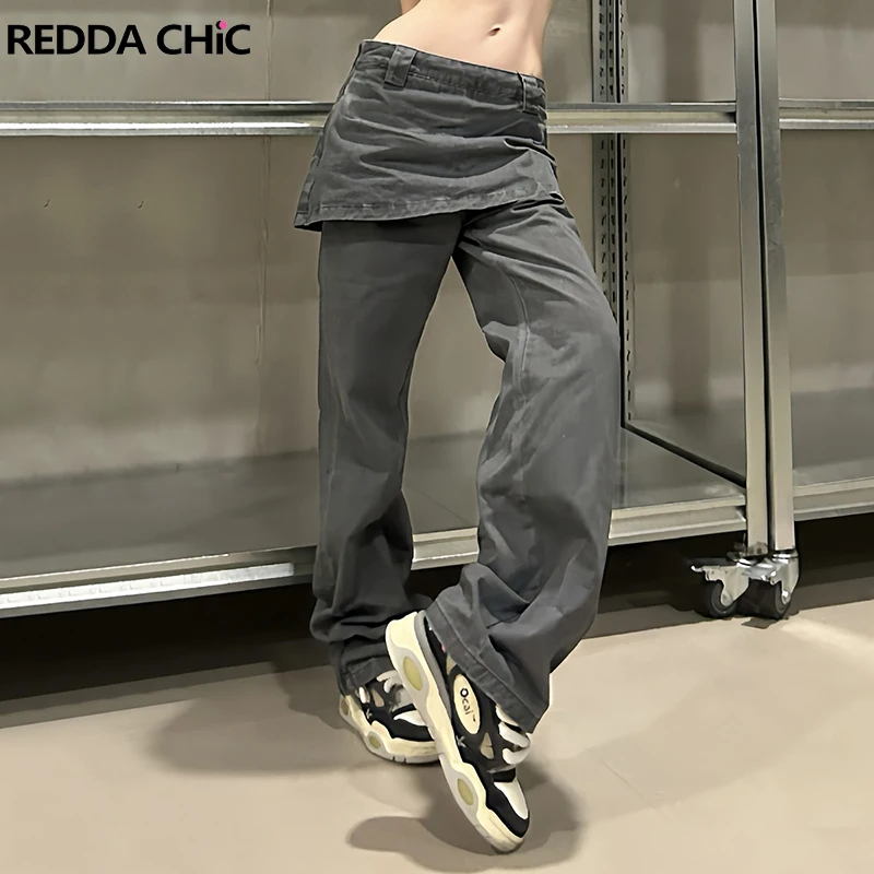 Винтажная Женская юбка REDDACHiC многослойные мешковатые джинсы простая с высокой